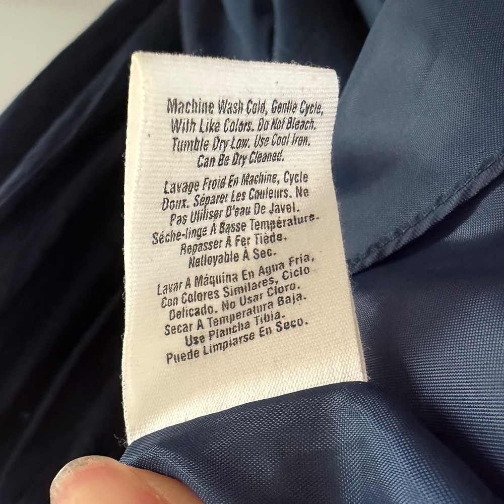 NWOT DKNY Cotton Poplin Navy Strappy Sundress Tiered Lined Tie Cinch Front Midi - Picture 8 of 9